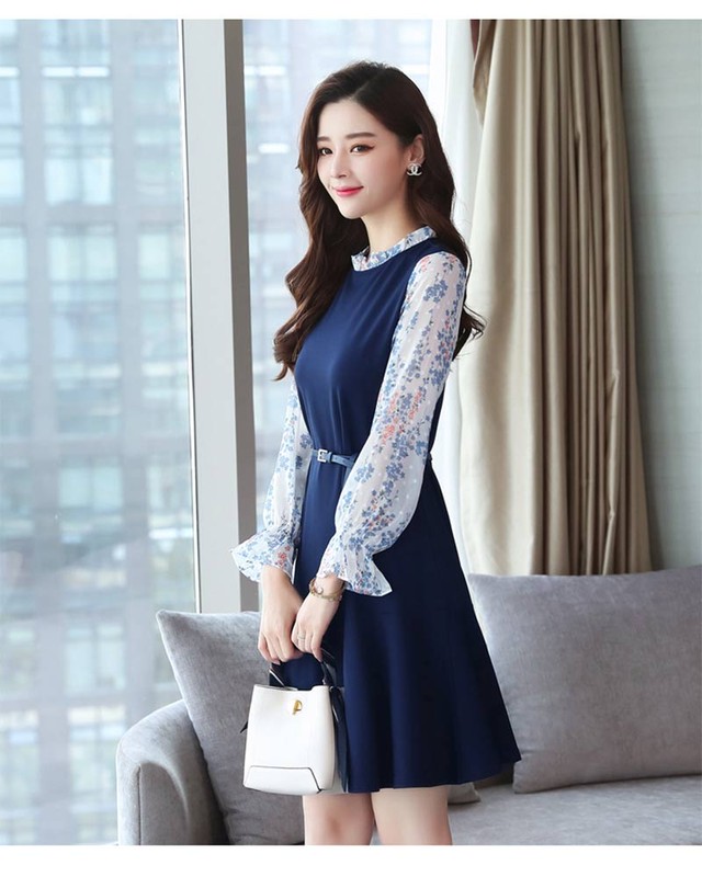 送料無料 新品 ワンピース レディース 切り替えワンピース フリルカラー 膝丈 ひざ丈ワンピース 長袖 春 秋 冬 上品 フォーマル カジュアル オフィス Oprk2257 体型 小さいサイズ 大きいサイズ に合わせたパーティードレス専門店 Mini Maxi