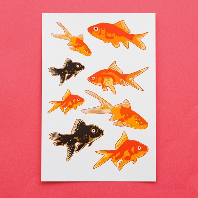 金魚イラスト3 タトゥーシール Puikko