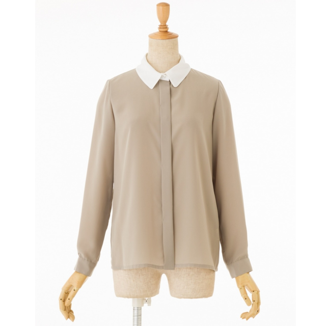 バイカラーブラウス グレージュ Arisa Made In Japan