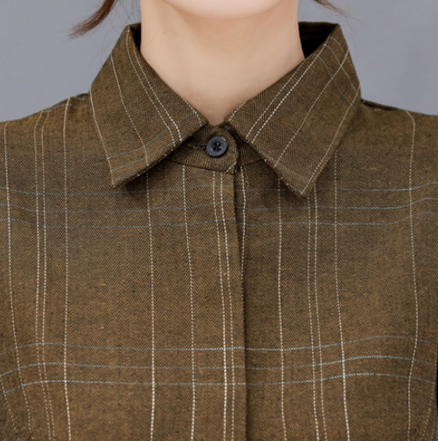 Xl ネイビー チェック柄ワンピース Aラインワンピース レディース きれいめ おしゃれ 膝下丈 ワンピース オールシーズン 綿 長袖 チェック 格子柄 清楚 Beybery