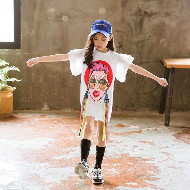 パッチtシャツワンピース スポーティ 新作 女の子 春夏物 ホワイト ブラック Mini Many Kids 海外輸入 キッズ ベビー服