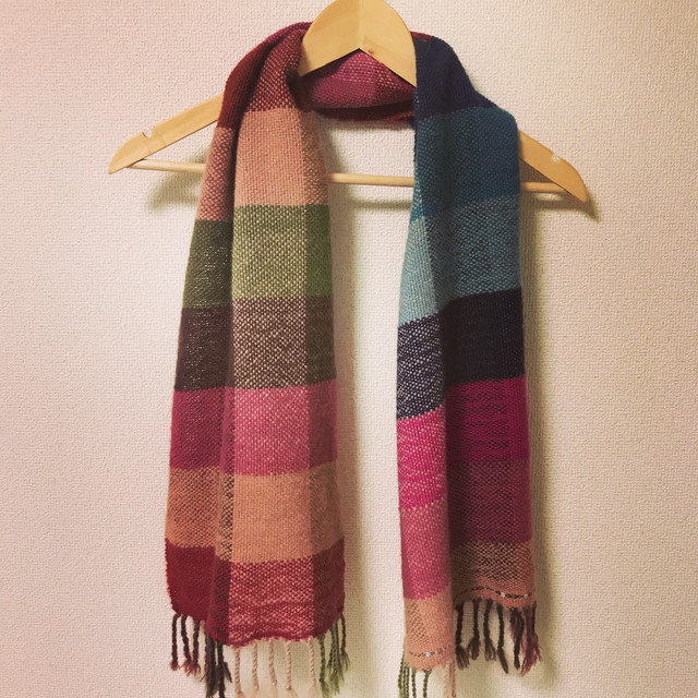 手織り ウールマフラー カラフル 0024 Handweaving Scarf コトノアトリエ Cotono Atelier