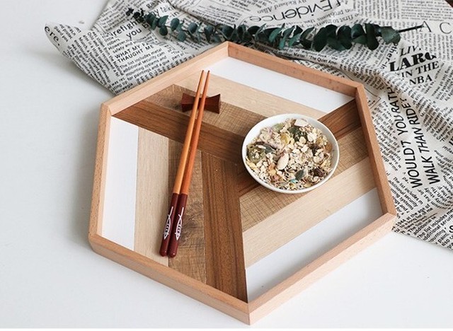 受注生産 職人手作り 木製トレイ 寄木細工 モダン 木工 家具 木製雑貨 キッチン小物 天然木 木目 無垢材 お洒落 4 Lr Furniture