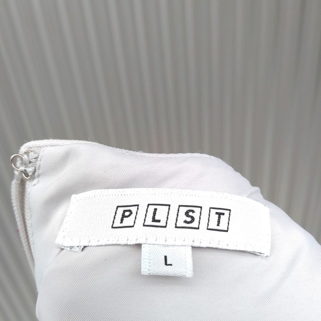 ss 美品 プラステplst ポリエステル ツイル2way ストレッチ ウエスト切替 ワンピース L ライトグレー O0707 古着屋rainbowfield Since 06