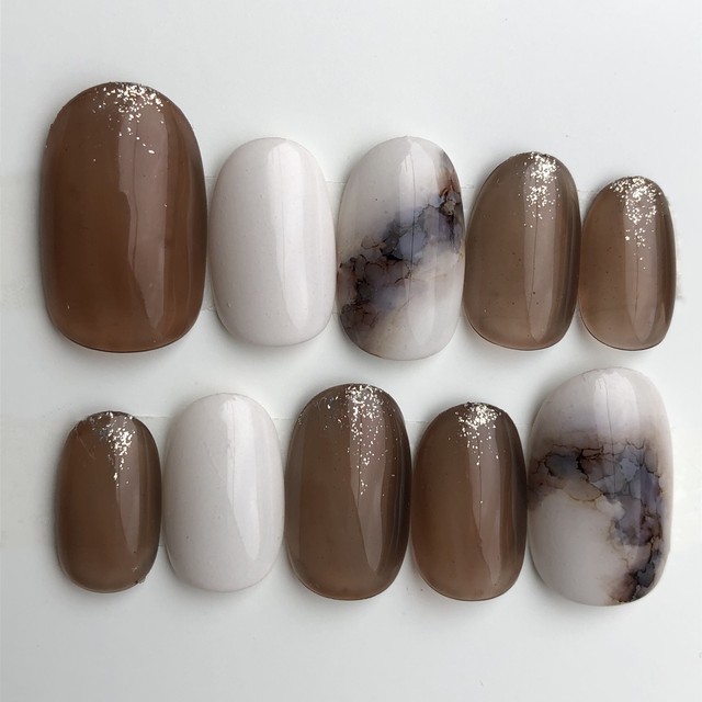 ネイルチップ カッコ可愛い女子のリキッドアートネイル Akeynailtips ネイルチップ