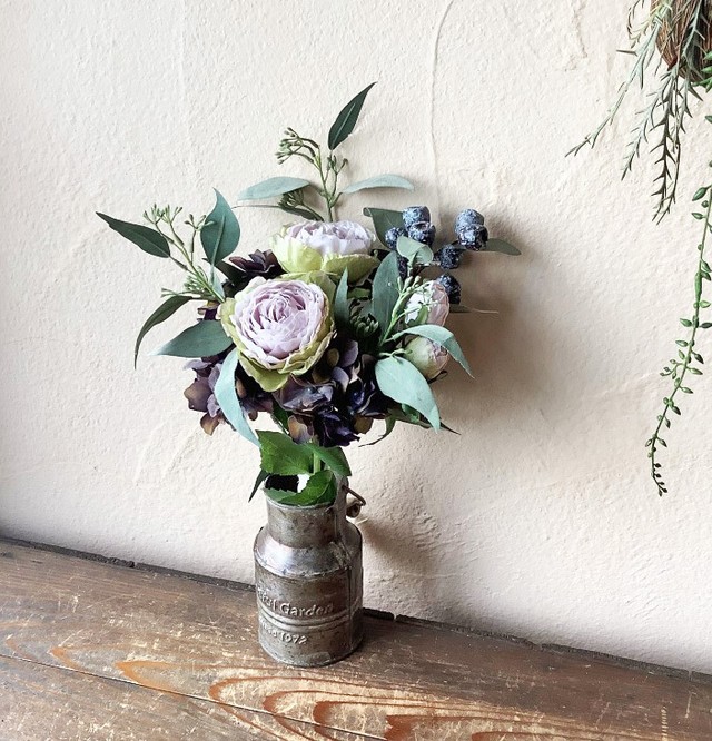 マーブルローズとユーカリの花束 造花 Mi Mu 花と緑と心に優しいフラワーの通販店