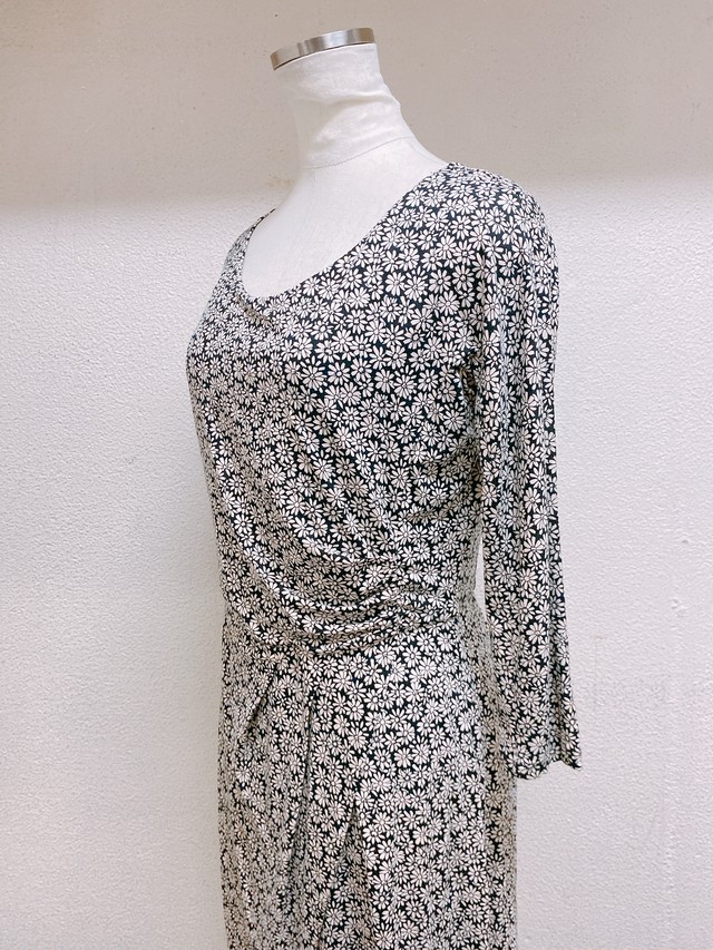 マックスマーラ 長袖ワンピース 黒 ベージュ 花柄 Max Mara Uta