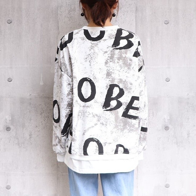 即納 レイヤード風 トレーナー スウェット 長袖 ラウンドネック プルオーバー 重ね着風 ダメージ ロンt チュニック カットソー ゆったり レディース トップス 白 ホワイト グレー Ns 1340 Daily Closet