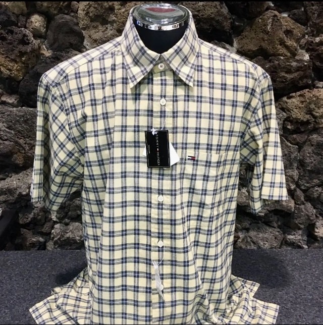 トミー ヒルフィガー メンズチェックシャツ半袖 新品未使用品 アメリカ製品m寸 Fclub