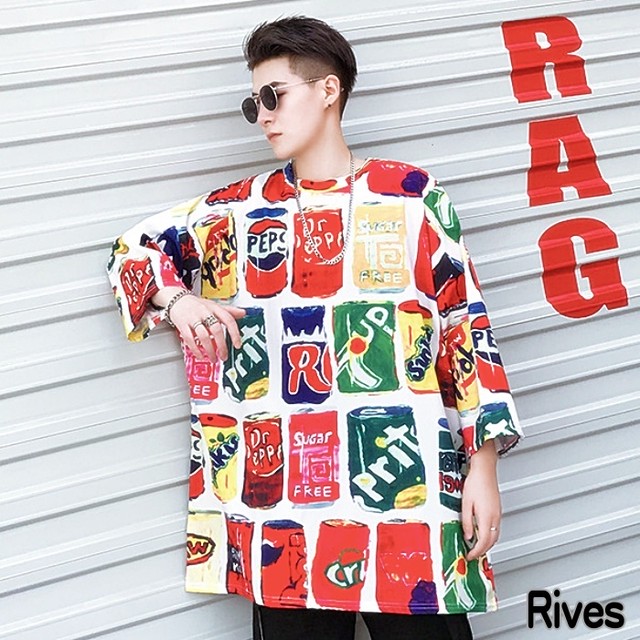 半袖 Tシャツ デザイン シャツ 夏 メンズ 原宿 ファッション ゆったり ビッグシルエット アパレル コーデ Rives リーブス ストリート 韓国 オルチャン Rives Rives