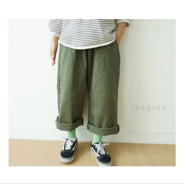 ワイドパンツ 90 150cm カーキ色 Oluolukidswear