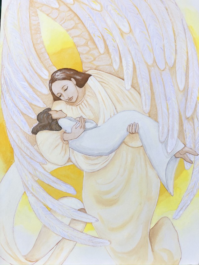 大天使アズラエル ポストカード ステンドグラスアート Guardianangel