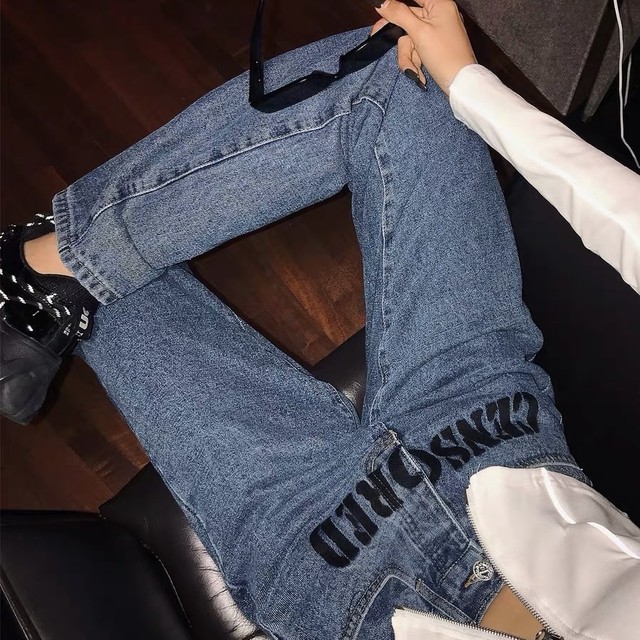 front logo denim pants