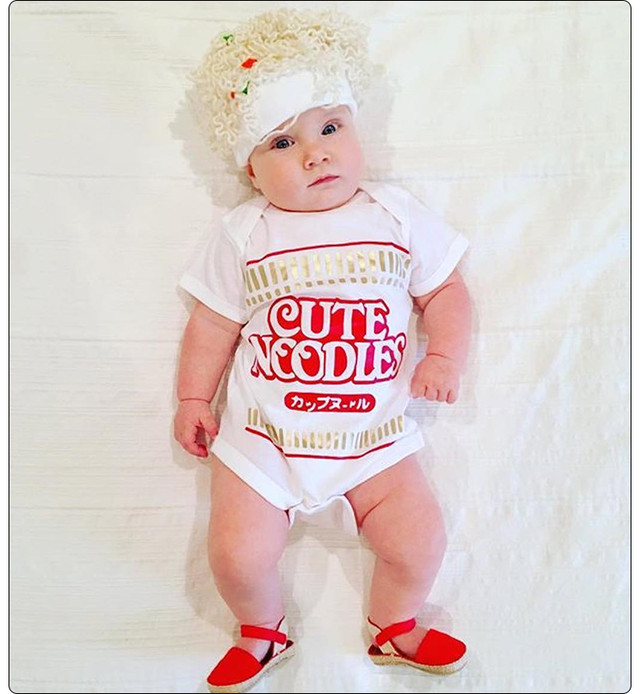 予約商品 出産祝い 男の子 女の子 ラーメンの衣装 面白い赤ちゃん 服麺ロンパース 半袖ロンパース Lavoro