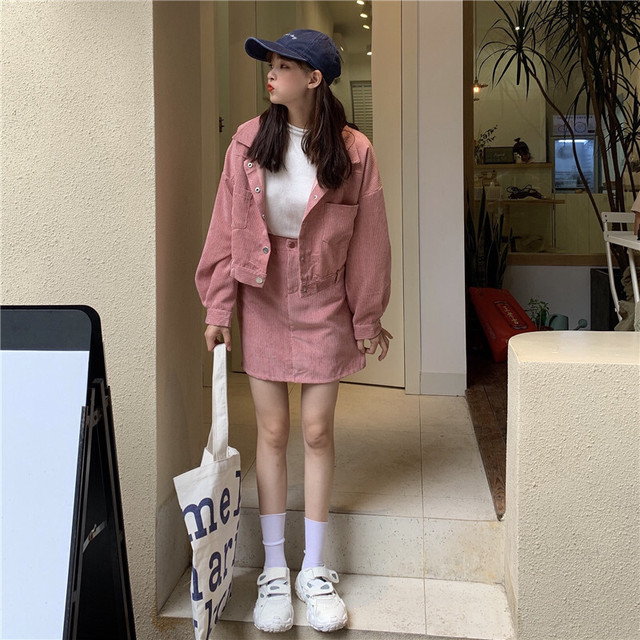 旬コーデに コーデュロイ セットアップ ジャケット タイトスカート カジュアル レディース フェミニン ミニスカート 秋冬 10代 代 Ptnym2432 Shop Suba