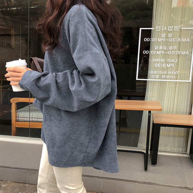 オーバーサイズ シャツ コーデュロイ 3color シンプル メンズライク 抜け感 韓国 オルチャン Cocotown