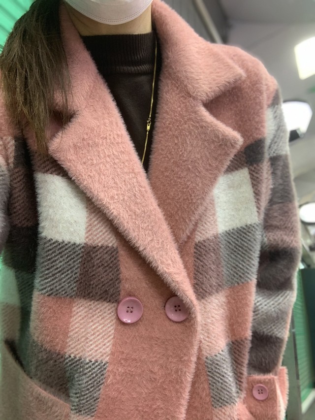 ブロックチェック 圧縮ニットコート Galanos