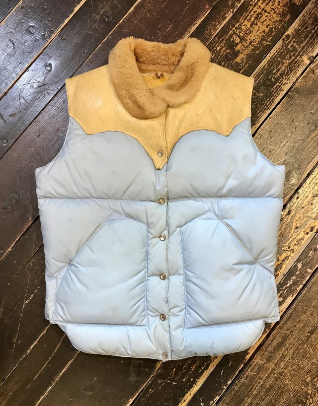 Vintage Rocky Mountain Featherbed ボアダウンベスト 水色 ロッキーマウンテン Desert Snow Chiba