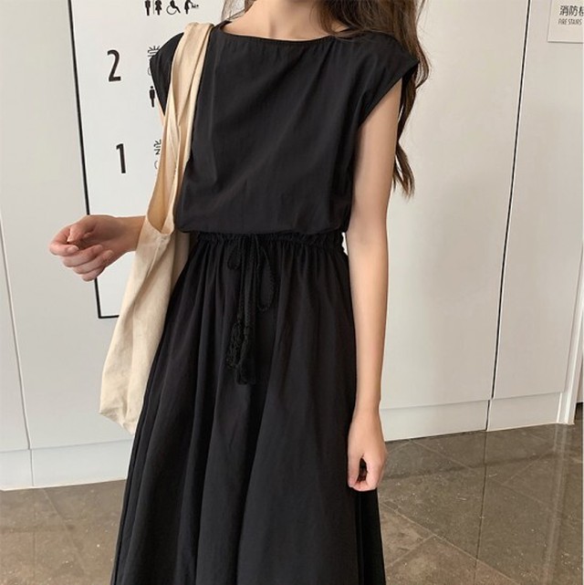 S ２xlサイズ 綿麻混合ワンピース ウエストマーク 春夏 上品 大人っぽい きれいめコーデ ミモレ丈 ゆったり 韓国ファッション K0363 Shopmall To You