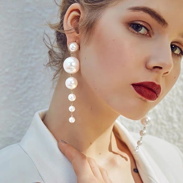pearl long earrings
