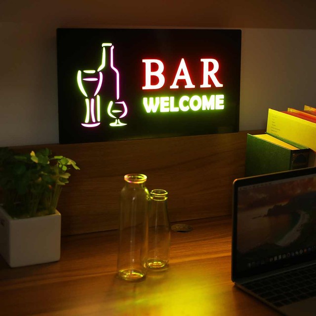 送料無料 Bar Welcome 大人の隠れ家 Ledライト ネオンサイン 看板 人気 おしゃれ エコ インテリア ディスプレイ アート 輸入雑貨 Hachinohe Base 1518