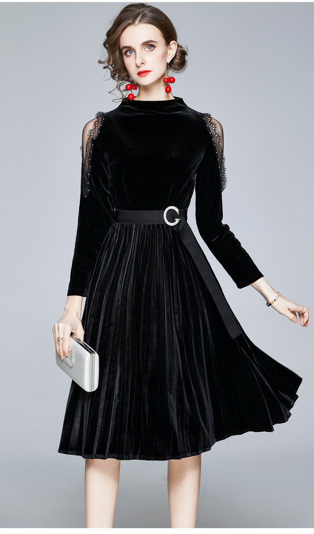 肩デザインベロアワンピース Ladiesimportshoptaxi