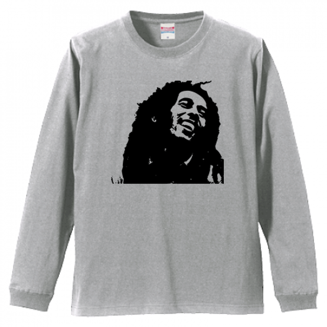 メンズ 長袖tシャツ プリントデザイン グレー Bob Marley ワイズshop