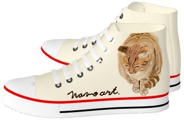 Mamoart ハイカットスニーカー 猫 Mamoart