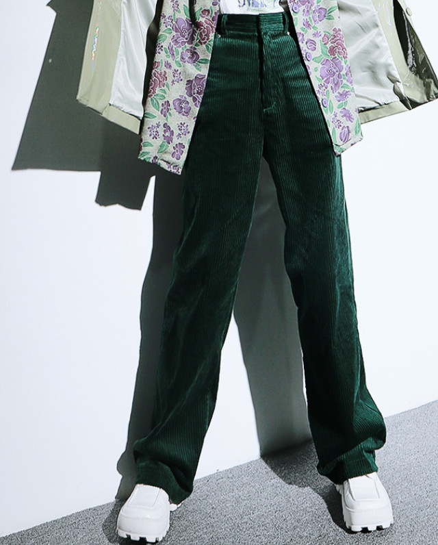 パンツ コーデュロイ素材 秋冬 モード系 ワイドパンツ 大人クール カジュアル 女性 W165 Top Mode