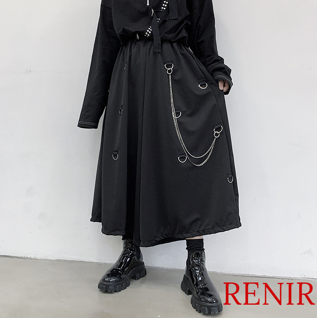 Renir レニール メンズ パンツ ワイドパンツ ワイド 9分丈 黒 ブラック