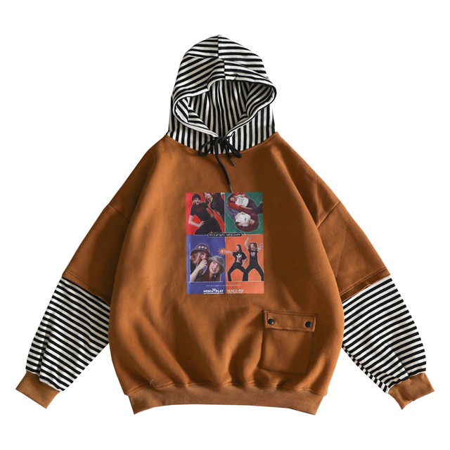 パーカー トップス アウター フード 可愛い かっこいい デザイン おしゃれ ゼブラ 模様 ブラウン ブラック 黒 茶色 原宿 系 新作 人気 春 春服 秋 秋服 冬 冬服 Max Voyage