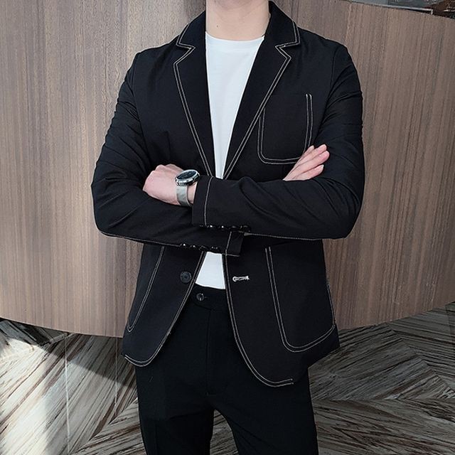 予約販売 ジャケット メンズ ブラック 黒 ドレスアップ シック こなれ感 お洒落 パーティー 結婚式 二次会 パーティー エレガント 韓国 トレンド 春 M L Xl 2xl 3xl Favoriteselect
