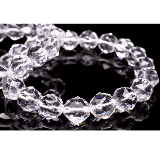 ☆数量限定再入荷☆【4月の誕生石】天然石AAA スターカット水晶・16粒ブレスレット(12mm)