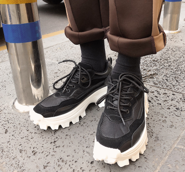 直輸入 新作 メンズ 厚底 メッシュ レースアップ スニーカー 海外インポート Shoes Chou シューズシュー