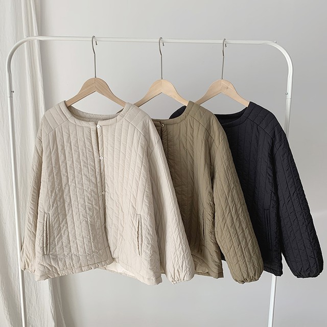 〈カフェシリーズ〉ラウンドネックコットンジャケット【round neck cotton jacket】