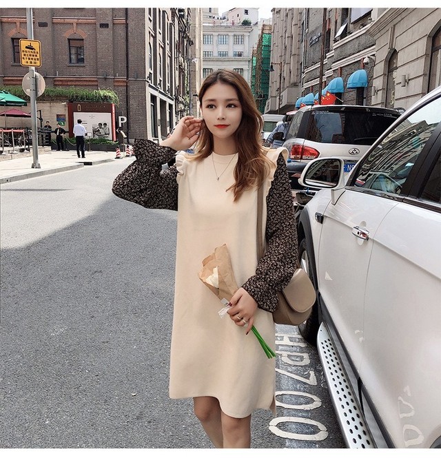 即納 シフォンシャツドッキングニットワンピース シャツ ニット ワンピース 韓国 コーデ オルチャン ファッション レディース Bloomgarden