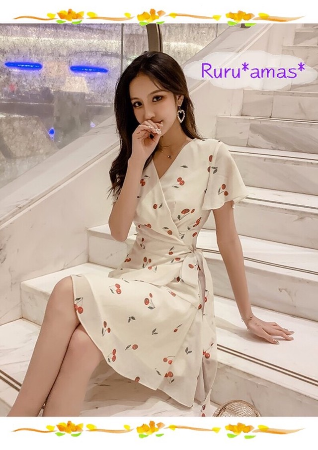 お取り寄せ品 キュート チェリー柄ミニワンピース Ruru Amas