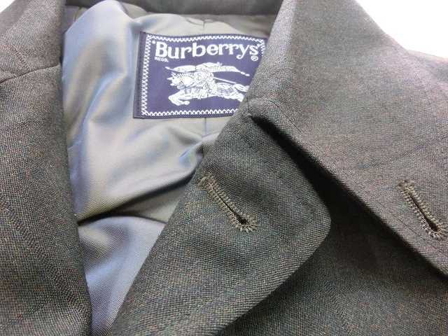 中古品 古着 メンズ Burberrysバーバリー ウールステンカラーコート ウインドウペンチェック柄 モスグリーン ネーム刺繍なし レコード 古着他 買取販売のお店 リトルタフ