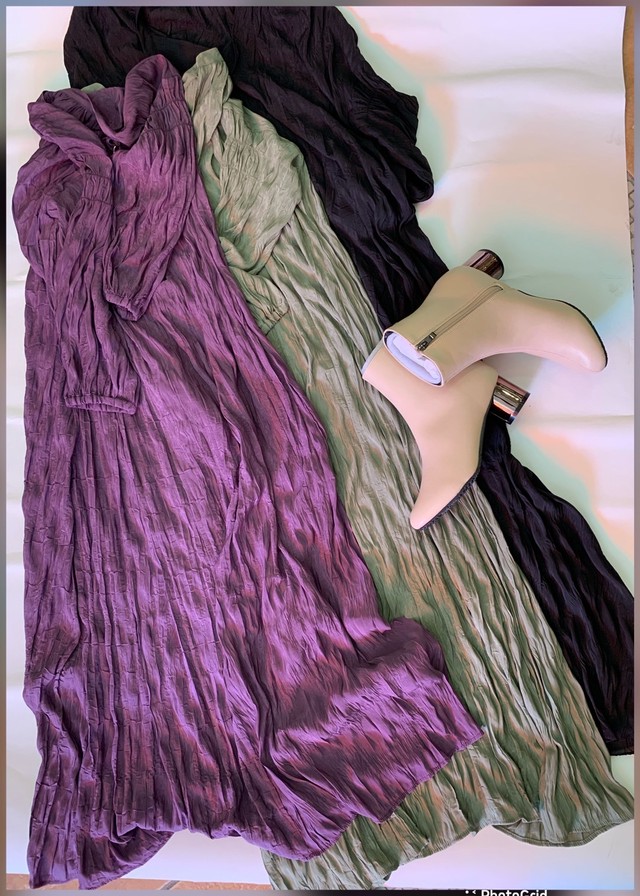 ビンテージサテン シワ加工ワンピース インポートセレクトショップsenba