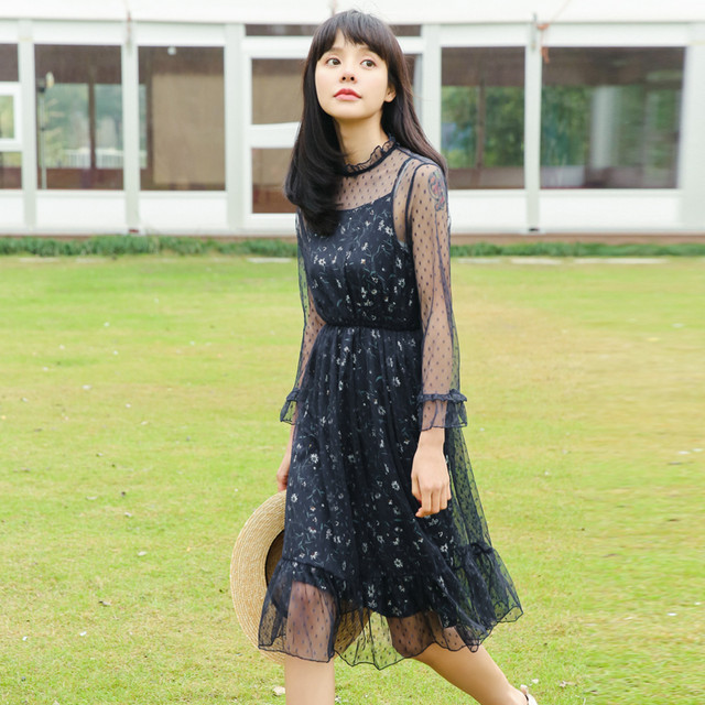 ドットシースルーワンピース 森のあらいぐま