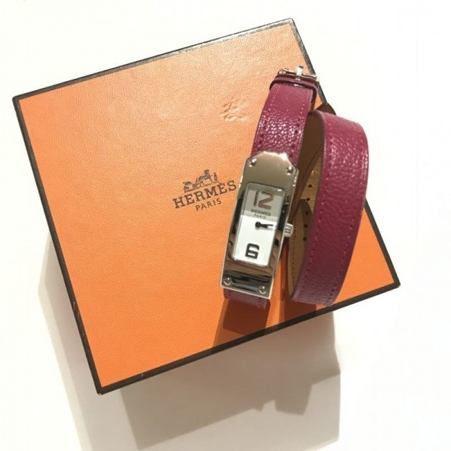 新作割 Hermes スクエア 文字盤 ローズカラー腕時計 エルメス Watch レザー J Marmie Vintage Select