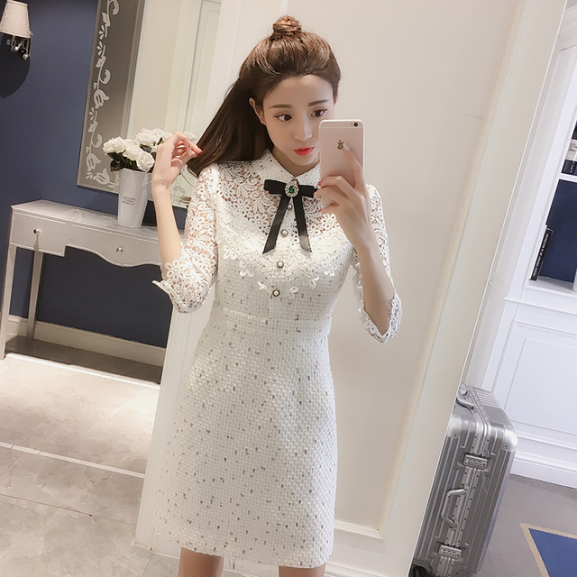 総レースツイードワンピース 謝恩会 華やか フォーマル Flowernet