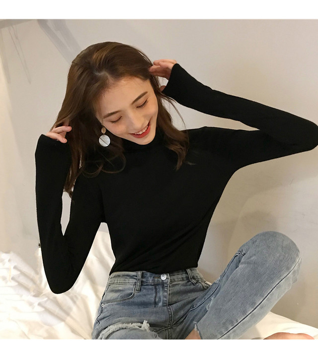 レディース トップス ロンt ハイネック 長袖 インナー 着心地バツグン 重ね着コーデ レイヤード 無地 シンプル カジュアル ナチュラル ロングシーズン 幅広コーデ 10代 代 30代 40代 Uki Uki