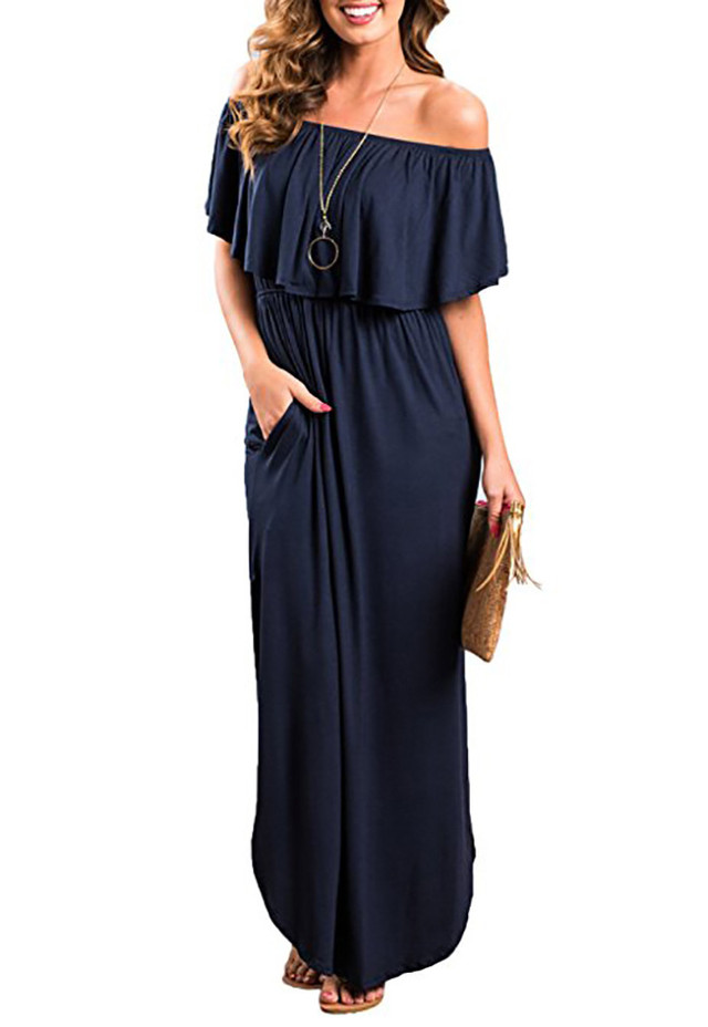 マキシワンピ リゾート ロングワンピース オフショル ワンピ 大きいサイズ セクシー 青 ロング丈 ブルー Vネック 花火大会 ストレッチ アロハ バカンス ２次会ドレス ナイト ドレス ナイツ 夜 Sexy パーティ Ww808 Mondo Shop 今 送料無料 1980円以上から