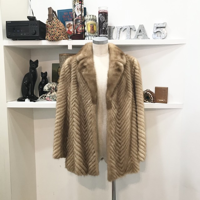 Vintage Furcoat ショート丈 ベージュ系 ファーコート ヴィンテージ ミンク ｕｔａ５