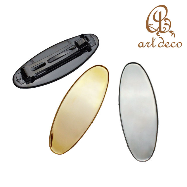 バレッタ ヘア金具 10個 32mm 94mm Va 0723bz 楕円 パーツ アクセサリー オリジナル ハンドメイド 材料 卸 装飾 カラワク 空枠 銅板付き 問屋 卸売り アクセサリーパーツ アールデコ