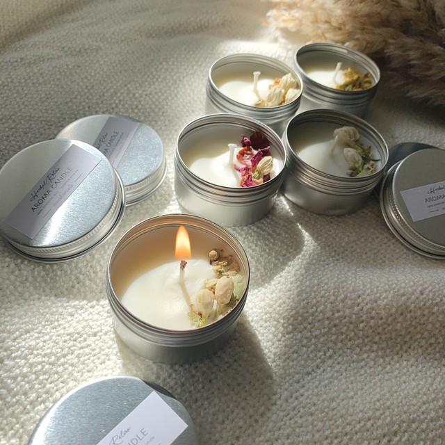 Nanakamadoアロマ缶キャンドルc の香り キャンドル ドライフラワー アロマキャンドル Nanakamado
