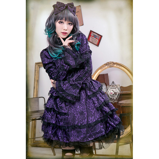 ゴスロリ ワンピース 服 スカート ロリータワンピース ロリータファッション ロリータドレス Lolita ゴシックロリータ パンクファッション パンク ロック ヴィジュアル系 レディース T001 Haln0328 胡蝶の夢 舞台衣装 ゴスロリ 専門店