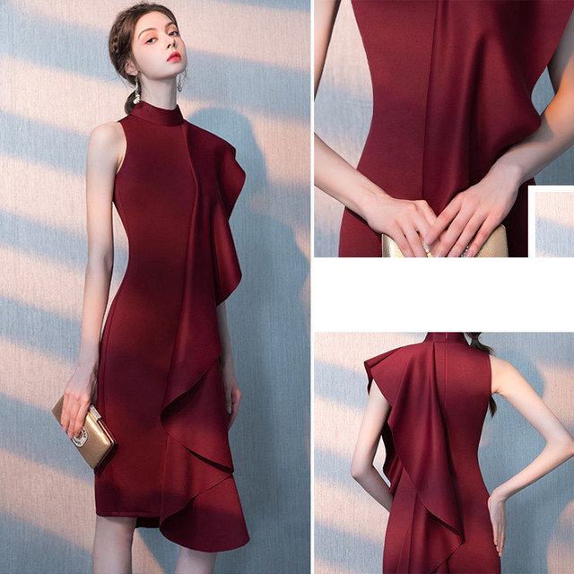 パーティドレス ワンピース ワンショルダー フリル フレア Reflet