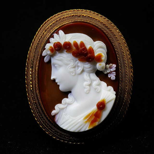 アンティーク 推定19世紀中期 博物館級 紅薔薇の女神 Cameo Erynceleblas